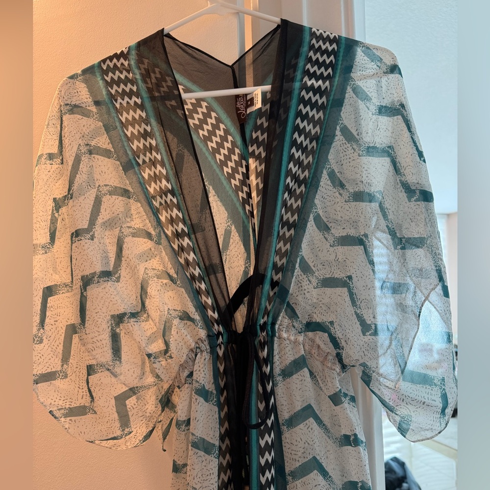 Lotta Stensson beach pool coverup silk caftan blue size M Medium